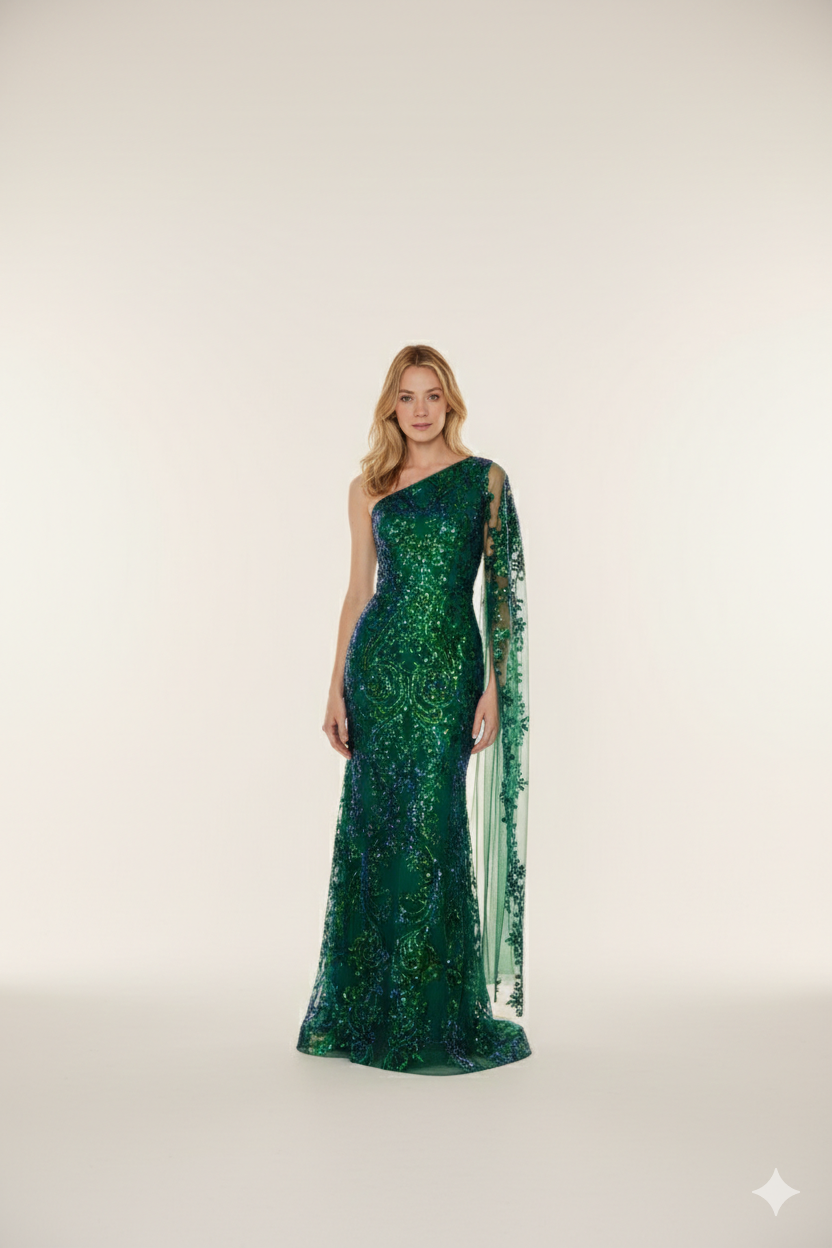 Smaragdgrünes Abendkleid TURMALIN