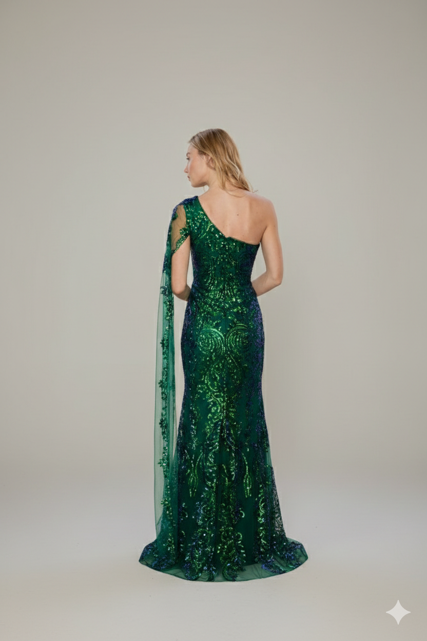 Smaragdgrünes Abendkleid TURMALIN